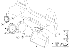 Динамик системы HiFi Зд для BMW E85 Z4 M3.2 S54 (схема запасных частей)