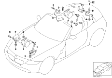 Датчик регулировки угла наклона фар для BMW E85 Z4 3.0si N52 (схема запасных частей)