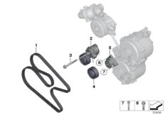 Ременный привод водяной помпы/генератора для BMW RR2 Drophead N73 (схема запасных частей)