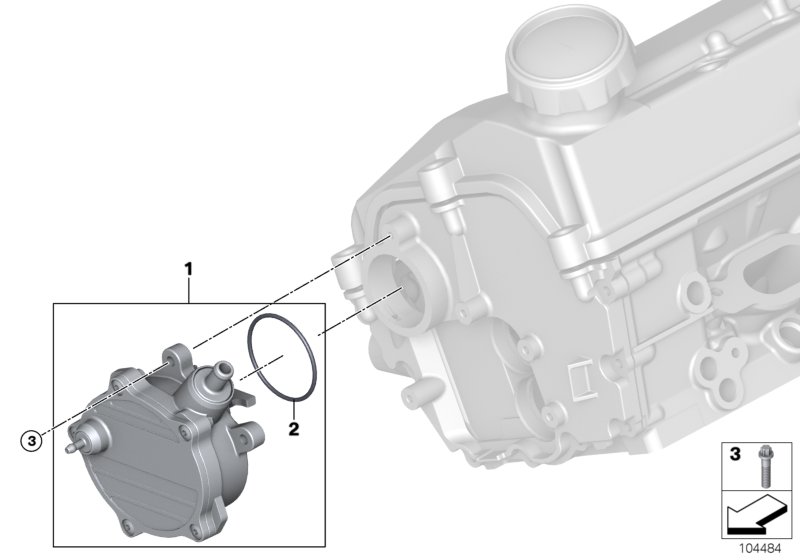 Вакуумный насос с трубопроводом для BMW RR1N Phantom N73 (схема запчастей)