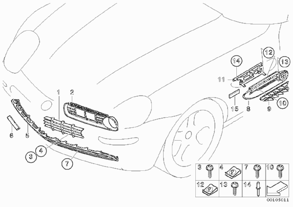 Наружные накладки / декоративные решетки для BMW E52 Z8 S62 (схема запчастей)