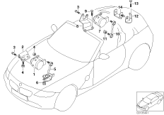 Датчик регулировки угла наклона фар для BMW E85 Z4 2.2i M54 (схема запасных частей)