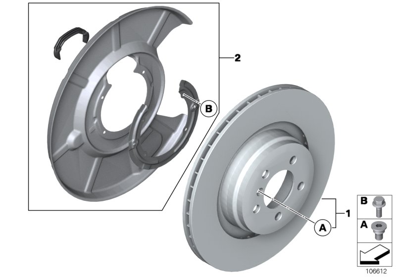 Тормозной диск торм.механ.заднего колеса для BMW RR2N Drophead N73 (схема запчастей)