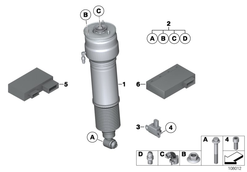 Задний пневмоамортизатор/блок управления для BMW RR2 Drophead N73 (схема запчастей)
