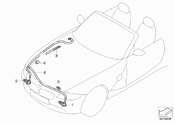 Детали системы омывателей фар для BMW E89 Z4 30i N52N (схема запчастей)