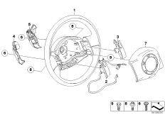 Рулевое колесо с НПБ и стептроником для MINI R50 Cooper W10 (схема запасных частей)