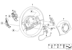 М/ф рулевое колесо с НПБ и стептроником для BMW R53 Cooper S W11 (схема запасных частей)