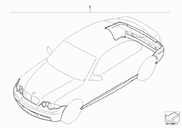 К-т доосн.аэродинамическим к-том в M-ст. для BMW E46 318td M47N (схема запчастей)