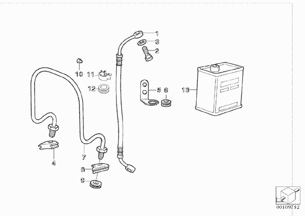 Тормозной трубопровод/шланг Пд для BMW 2473 R 100 R 91 0 (схема запчастей)