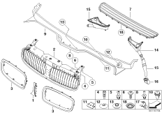 Наружные накладки / декоративные решетки для BMW E65 730d M57N (схема запасных частей)