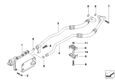 Теплообменник/трубопровод радиатора КПП для BMW E61 530d M57N2 (схема запасных частей)