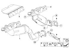 Выпускной коллектор с катализатором для BMW E85 Z4 2.2i M54 (схема запасных частей)