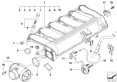 Система впуска с AGR - вакуумное упр. для BMW E46 330xd M57N (схема запасных частей)