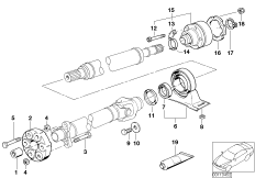 ШРУС промежут.опоры карданного вала для BMW E36 M3 3.2 S50 (схема запасных частей)