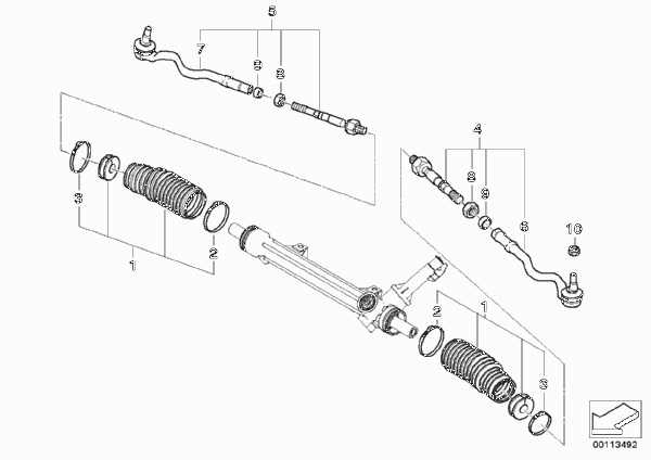 Рулевые тяги/тяги рулевой трапеции для BMW E86 Z4 M3.2 S54 (схема запчастей)