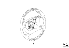Обод рулевого колеса дерево/кожа для BMW E66 730Li N52 (схема запасных частей)