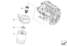 Смазочная система-масляный фильтр для BMW R50 One D W17 (схема запасных частей)