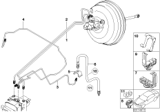 Трубопровод тормозного привода Пд с DSC для BMW E53 X5 4.6is M62 (схема запасных частей)