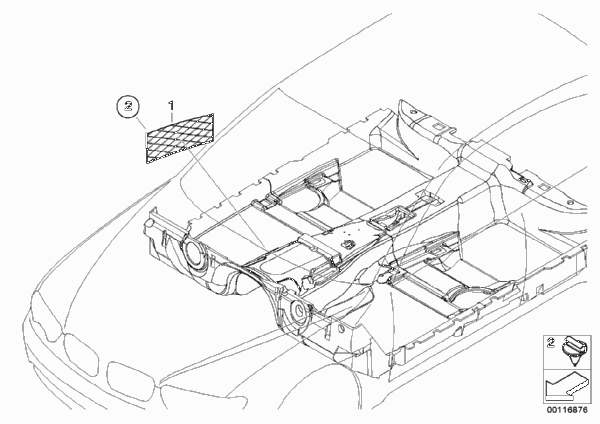 Сетка в пространстве для ног Individual для BMW E66 745Li N62 (схема запчастей)