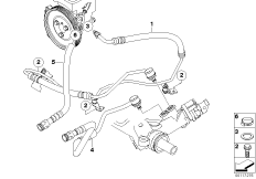 Маслопроводы гидроусилителя рул.управл. для BMW E66 730Ld M57N2 (схема запасных частей)