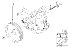 Насос гидроусилителя рулевого управления для BMW E53 X5 4.6is M62 (схема запасных частей)
