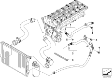 Водяной шланг системы охлаждения для BMW E83 X3 2.5i M54 (схема запасных частей)