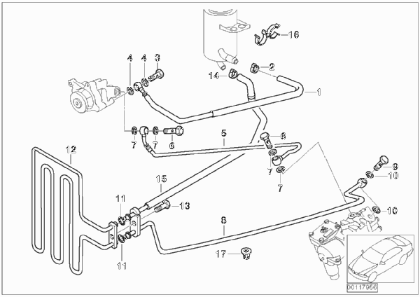 Маслопроводы гидроусилителя рул.управл. для BMW E39 M5 S62 (схема запчастей)