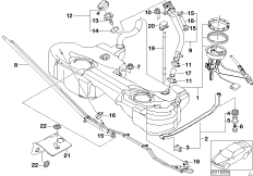 Топливный бак/дополнительные элементы для BMW E46 330xd M57N (схема запасных частей)
