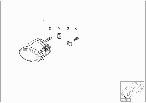 Противотуманная фара M Technic для BMW E46 323Ci M52 (схема запчастей)