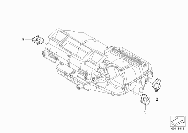 Сервопривод отопителя для BMW E85 Z4 2.5i M54 (схема запчастей)