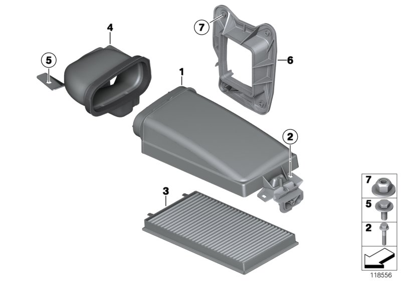 Микрофильтр/детали корпуса для BMW RR2 Drophead N73 (схема запчастей)
