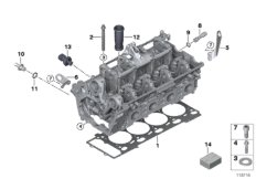 Головка блока цилиндров-доп.элементы для BMW E64N 650i N62N (схема запасных частей)