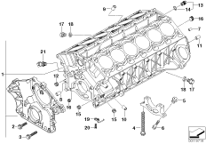 Блок-картер двигателя для BMW E65 760i N73 (схема запасных частей)