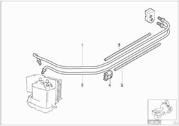 Трубопровод тормозного привода c ABS Пд для BMW 59C3 R 1200 C Indep. 00 (0405,0433) 0 (схема запчастей)