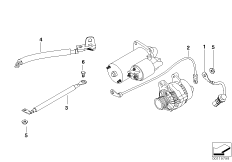 Провод батареи/провод стартера для BMW E66 730Ld M57N2 (схема запасных частей)