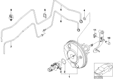 Вакуумный усилитель тормозов для BMW R50 One 1.4i W10 (схема запасных частей)