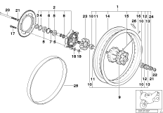 Колесо со спицами Зд для BMW R131 G 650 GS 09 (0178,0179) 0 (схема запасных частей)