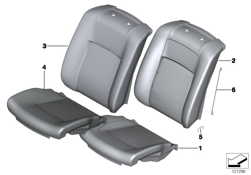 Набивка и обивка передн.сиденья для BMW RR1 Phantom N73 (схема запчастей)