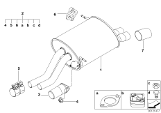 Система выпуска ОГ Зд для BMW Z3 Z3 2.2i M54 (схема запасных частей)