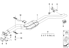 Катализатор/передний доп.глушитель для BMW Z3 Z3 3.0i M54 (схема запасных частей)