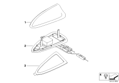 Детали телефонной антенны на крыше для BMW E66 735Li N62 (схема запасных частей)