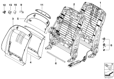 Сиденье Пд-каркас спинки/задняя панель для BMW E65 745d M67N (схема запасных частей)