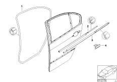 Уплотнитель двери сзади для BMW E46 325i M54 (схема запасных частей)