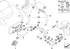 Шланги автоном.сист.отпления для BMW E65 745d M67N (схема запасных частей)