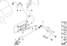 Шланги автон.сист.отопления для BMW E65 745d M67N (схема запасных частей)
