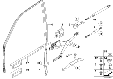 Механизм перемещения стекла двери Пд для BMW E38 750iLS M73N (схема запасных частей)