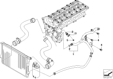 Водяной шланг системы охлаждения для BMW E65 730i M54 (схема запасных частей)