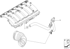 Двигатель с вакуумной сист.управления для BMW E65 730i M54 (схема запасных частей)