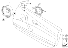 Передний динамик системы HiFi для BMW E85 Z4 2.2i M54 (схема запасных частей)