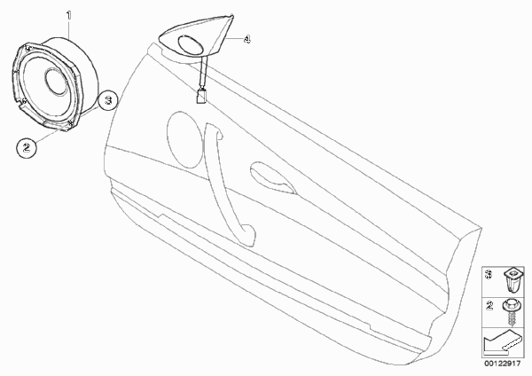 Передний динамик стереосистемы для BMW E85 Z4 M3.2 S54 (схема запчастей)